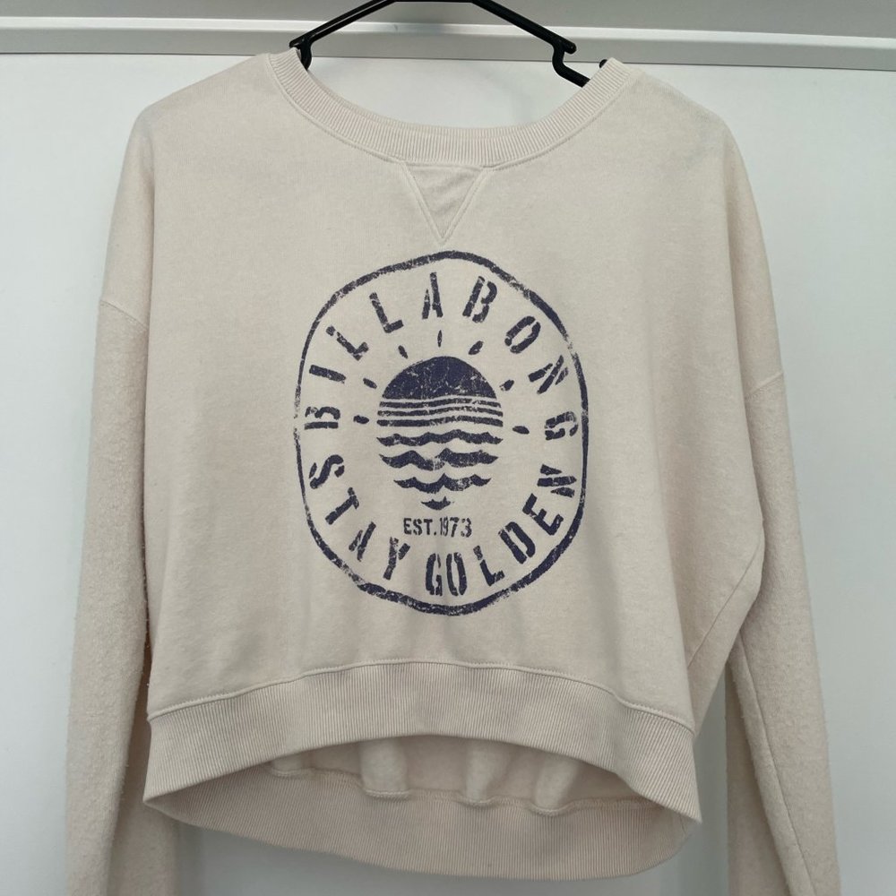 Billabong Stay Golden Vintage Cream/White Crewneck Size Small
